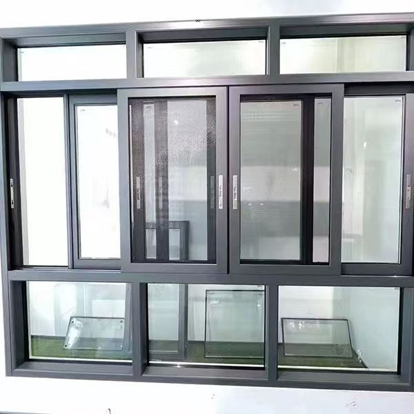 Ventanas deslizantes colgantes de aluminio, fabricadas en fábrica, muy populares, con vidrio de alta calidad que aísla del sonido y del calor