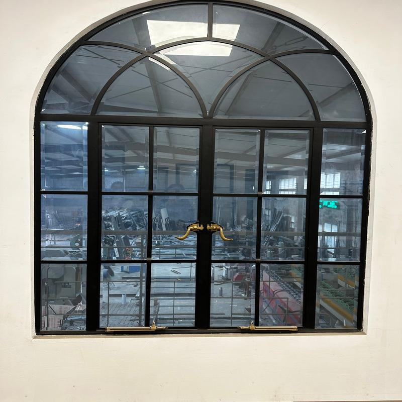 Puerta ventana de acero fundido de marco delgado de estilo moderno con puertas francesas