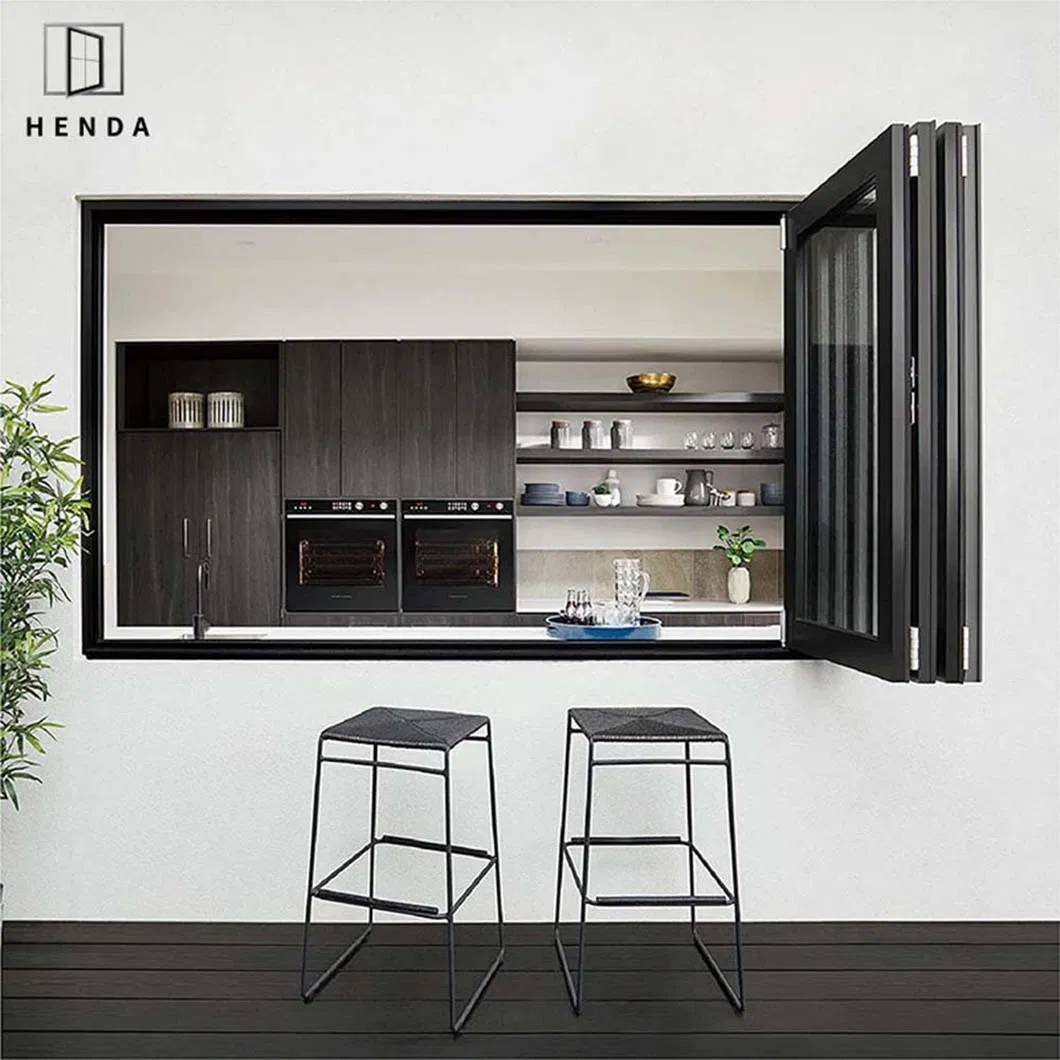 Mejor Calidad Ventana de Aluminio Plegable Ventana Corredera de Balcón Pantalla Vertical Puerta de Cristal Ventana Plegable