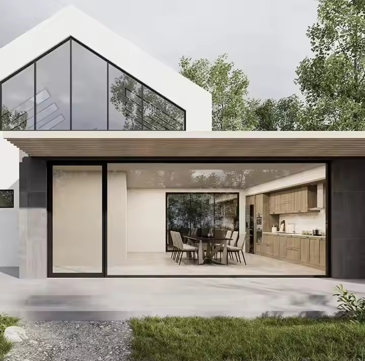 Diseño de ventana panorámica de vidrio grande para balcón, ventana deslizante con ruptura térmica para casa