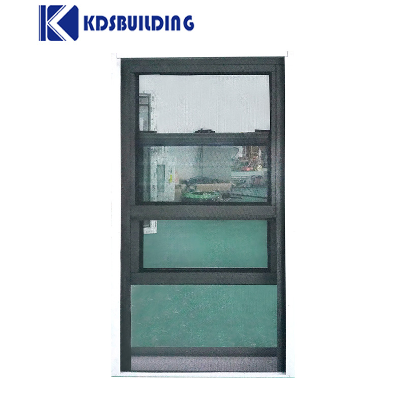 Venta caliente de Kdsbuilding Ventana deslizante vertical de aluminio negro de doble hoja personalizada y de ahorro de energía