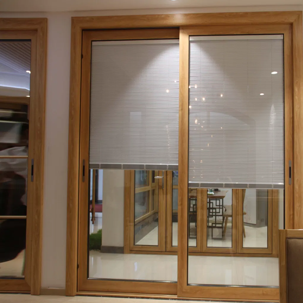 Ventana deslizante de aluminio de doble cristal de gran calidad y gran marco moderno