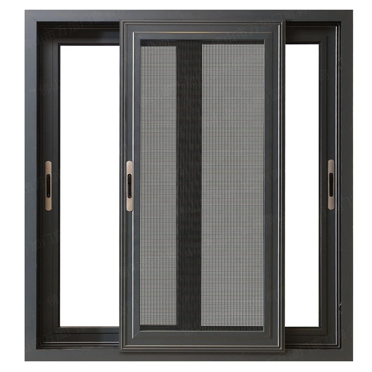 Ventana deslizante de aluminio grande ventana deslizante negra con malla