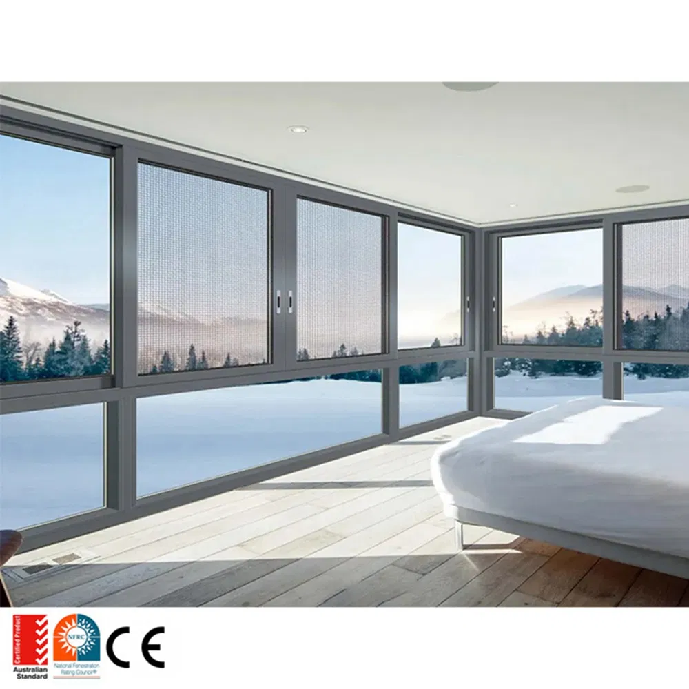 Proveedor Ventana de Aluminio Impermeable para Dormitorio 3track Ventana Deslizante Doble Acristalada Ventanas Deslizantes Personalizadas