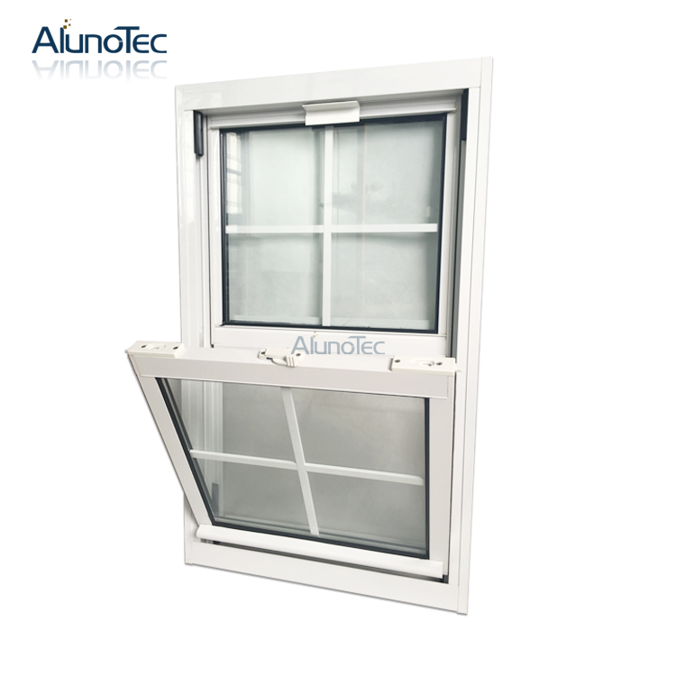Ventana de marco de aluminio, ventana doble colgante superior, ventana de vidrio deslizante vertical