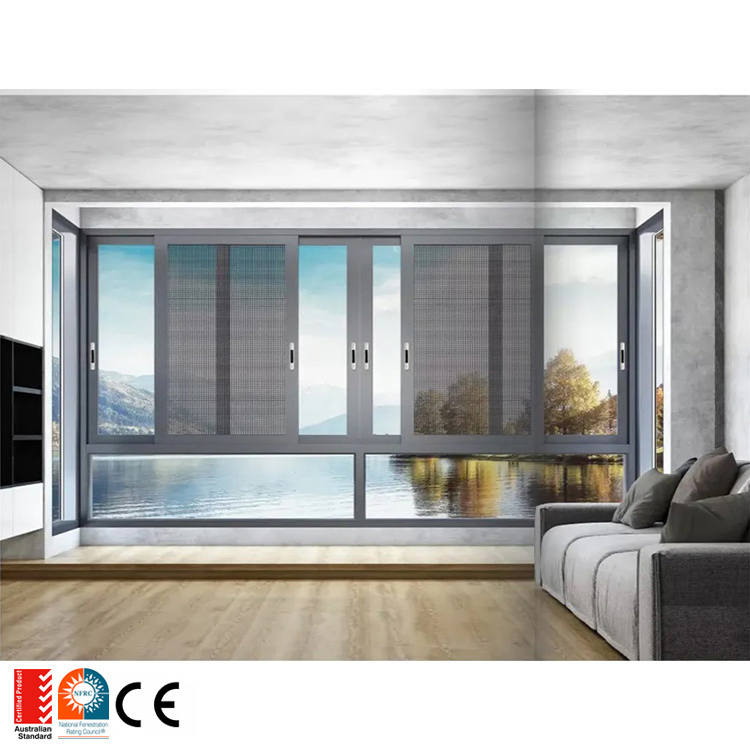 Ventanas y puertas corredizas de vidrio de aluminio con aislamiento térmico personalizadas, resistentes a huracanes