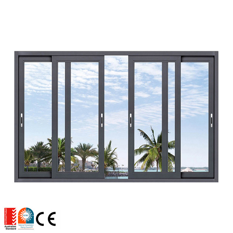 Estándar Australiano Precio Razonable Diseño Moderno Ventana de Doble Cristal Ventana de Aluminio Corredera Horizontal para Balcón