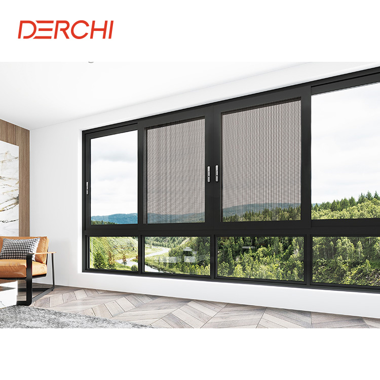 Diseño Moderno Personalizado Alta Seguridad Red Antirrobo Ventana Balcón Ventana Deslizante de Aluminio 3 Carril