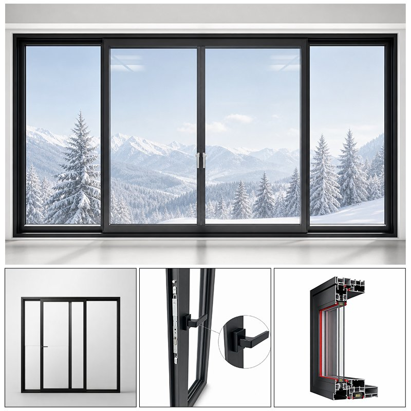 Ventana deslizante de aluminio con vidrio templado de doble acristalamiento solar personalizado de alta calidad, insonorizante, para casa residencial en contenedor de envío