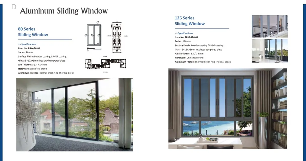 Ventana deslizante de aluminio insonorizada personalizada para interiores comerciales con doble cristal