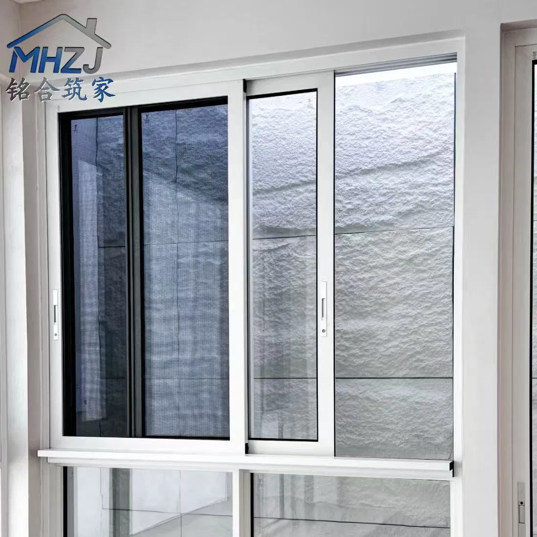 Construcción de perfil de casa de vidrio doble de material plástico residencial, puertas deslizantes de vidrio doble de PVC/UPVC, ventanas de acristalamiento deslizante con lamas personalizadas
