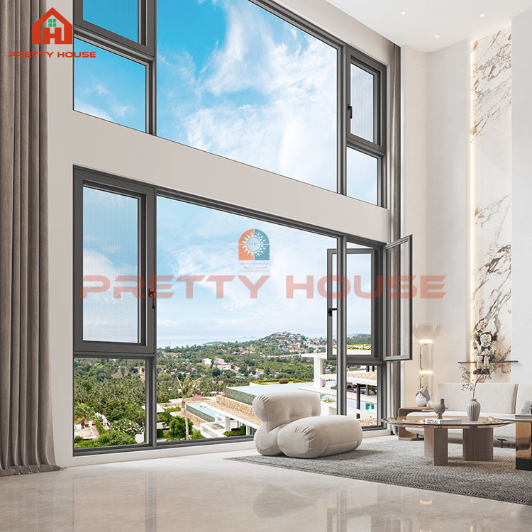 Ventana de aluminio pivotante de marco delgado a prueba de viento de América Standard