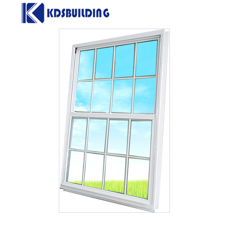 Venta caliente de Kdsbuilding Ventana deslizante vertical de aluminio negro de doble hoja personalizada y de ahorro de energía