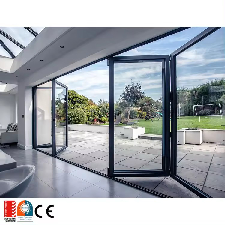 Fabricación de aluminio puertas y ventanas externas bifold delgadas comerciales