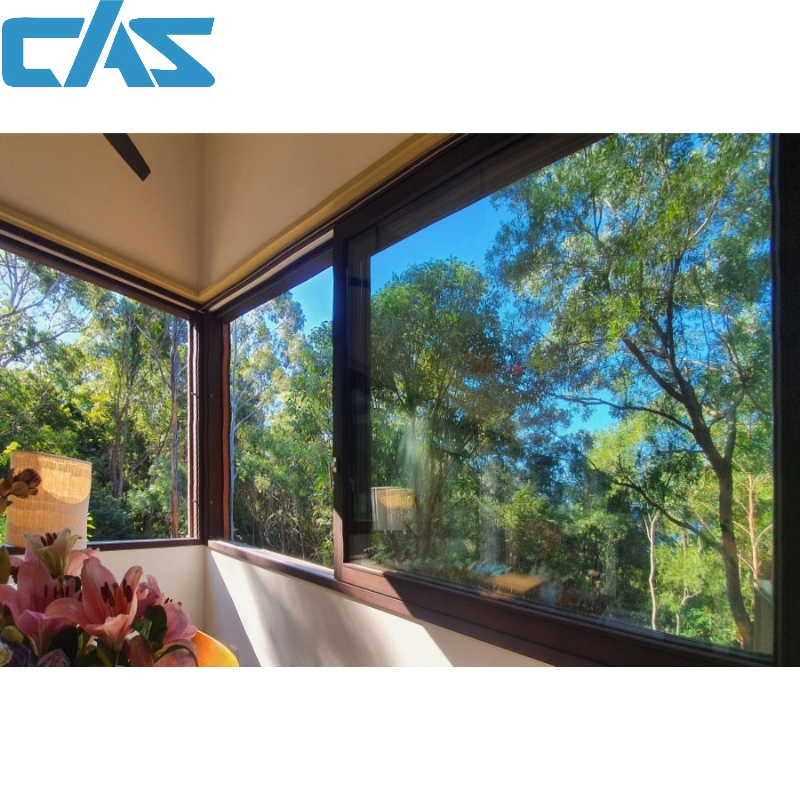 Ventana deslizante de doble cristal moderna para balcones energéticamente eficientes