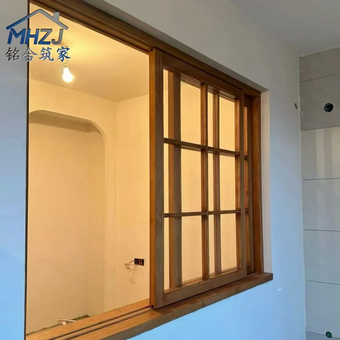 Ventana deslizante de marco de madera moderna con construcción de madera maciza, vidrio energéticamente eficiente para proyectos residenciales contemporáneos