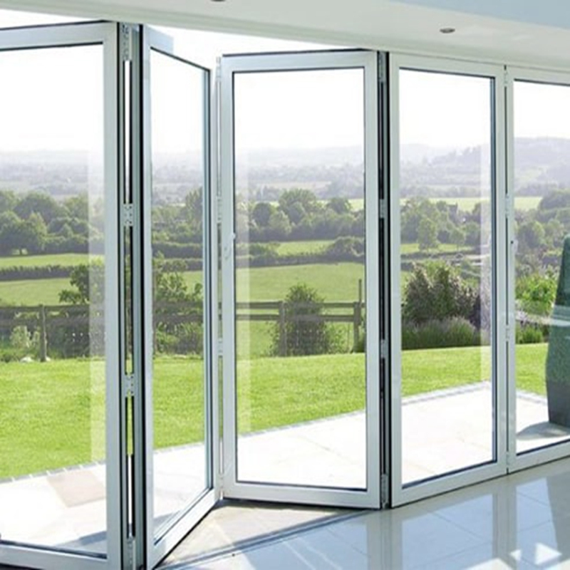 Ventana y puerta corrediza plegable de cortina, acristalamiento de terraza, ventanas de aluminio a prueba de sonido y puertas corredizas, gran ventana de vidrio para balcón