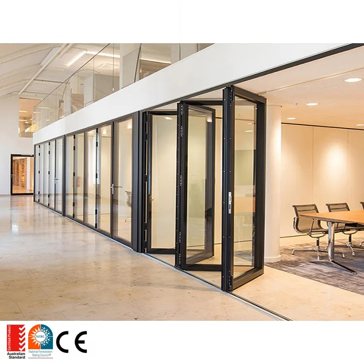 Fabricación de aluminio puertas y ventanas externas bifold delgadas comerciales