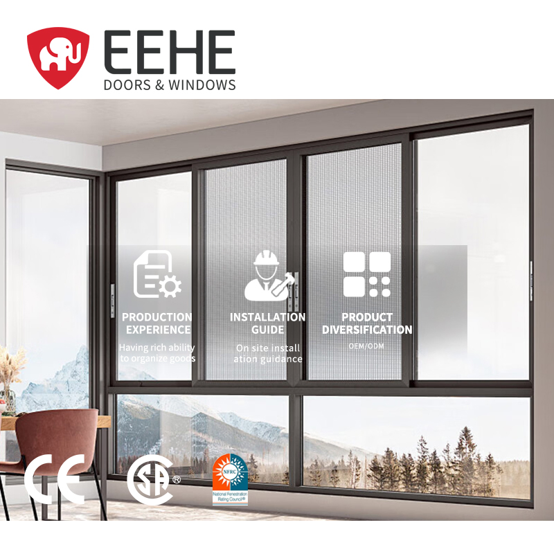 Ventana corrediza de vidrio de aluminio personalizado con deslizamiento premium As2047