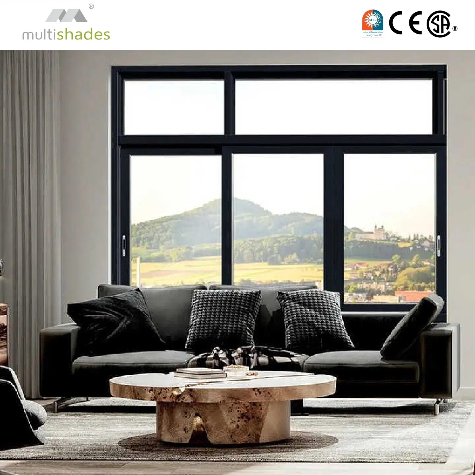 Ventana deslizante de aluminio eficiente en energía con característica de seguridad y herrajes