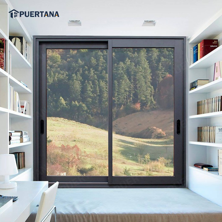 3 Ventanas deslizantes de vidrio de seguridad, reja de ventana de metal, marco de aluminio para ventana deslizante