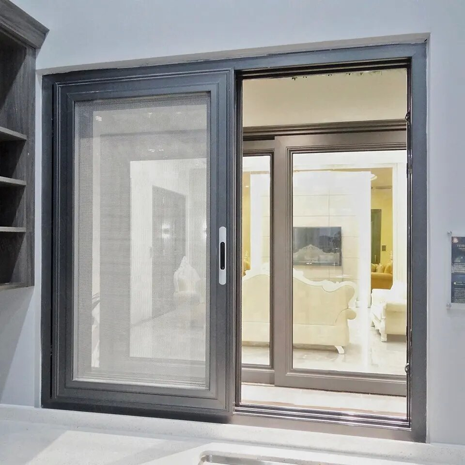 Ventana corrediza de aluminio a prueba de huracanes con vidrio doble resistente al impacto