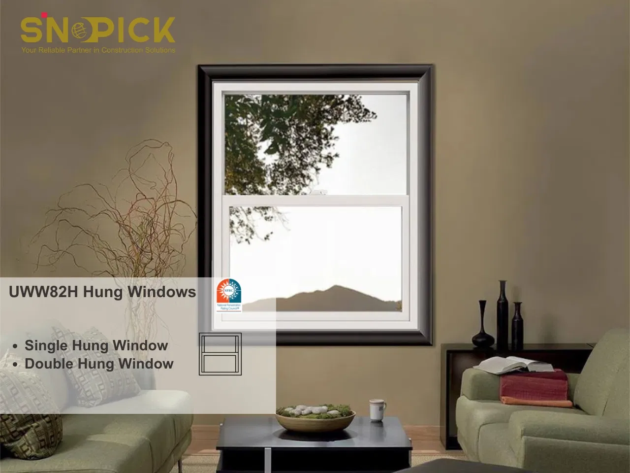 Perfil de ventana corrediza americana de vidrio Low-E eficiente en energía