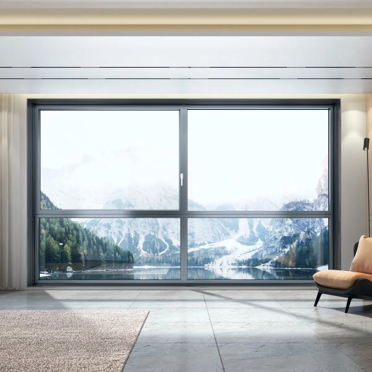 Ventanas deslizantes de vidrio de aluminio acústico de aleación de aluminio de baja emisividad