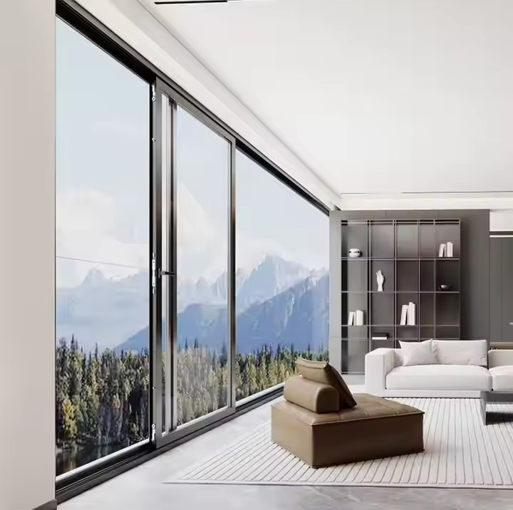 Diseño de ventana panorámica de vidrio grande para balcón, ventana deslizante con ruptura térmica para casa