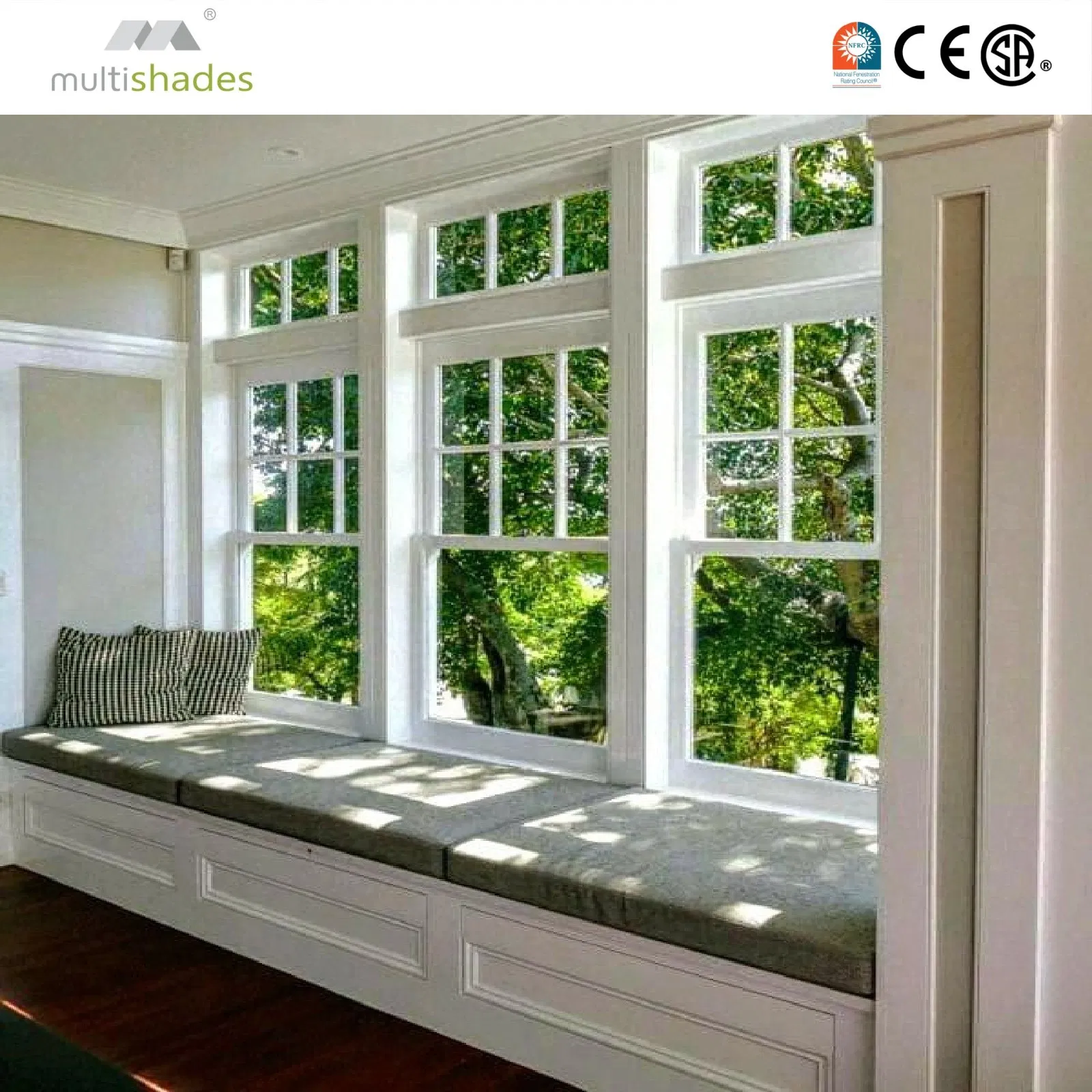 Ventana de aluminio resistente al impacto, ventana colgante a prueba de huracanes para el código de construcción de Florida, ventana deslizante