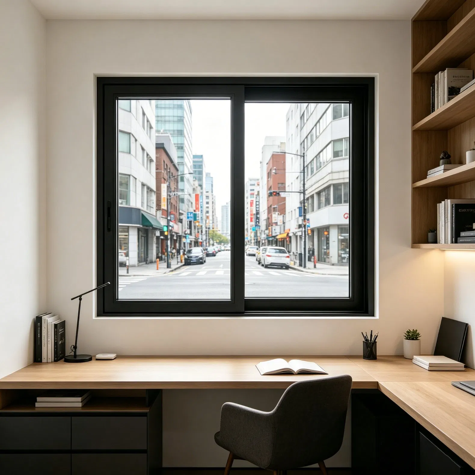 Ventana deslizante horizontal de aluminio de marco delgado y minimalista con perfil extruido de bajo perfil
