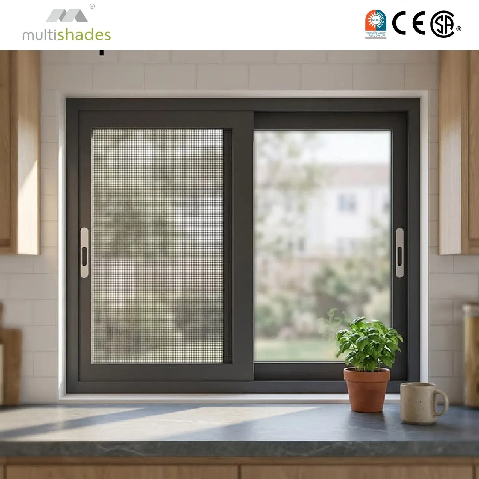 Ventana deslizante de aluminio eficiente en energía con característica de seguridad y herrajes