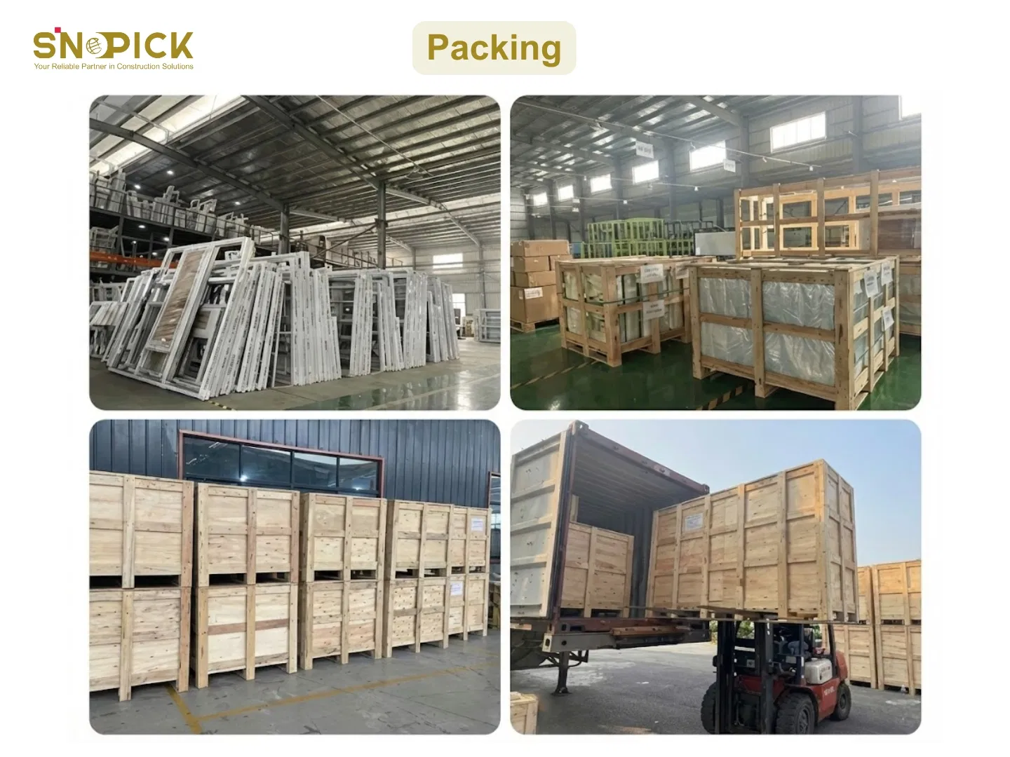 Embalaje en cajas de madera de ventanas corredizas americanas