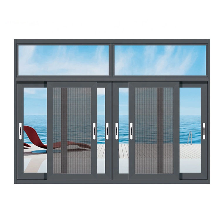 Ventana deslizante de aluminio grande ventana deslizante negra con malla