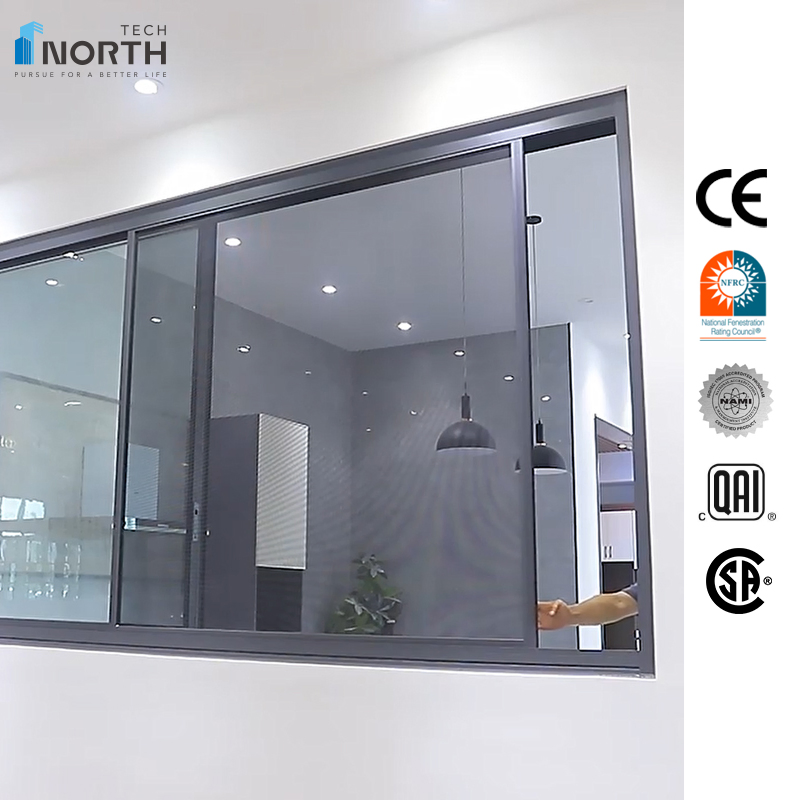 Precio de fábrica ventana deslizante de aluminio de doble acristalamiento con marco estrecho y delgado