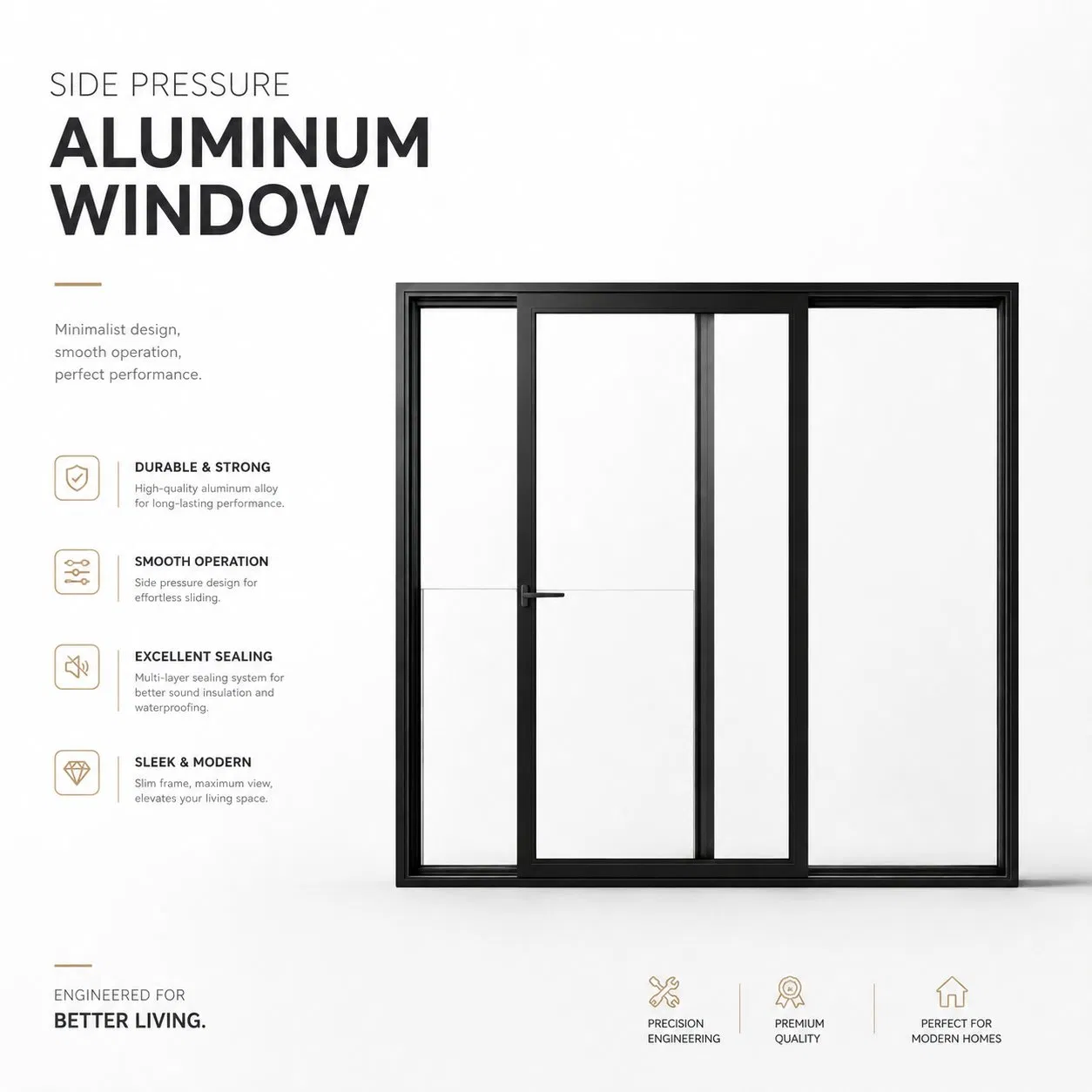 Ventana deslizante de aluminio con vidrio templado de doble acristalamiento solar personalizado de alta calidad, insonorizante, para casa residencial en contenedor de envío