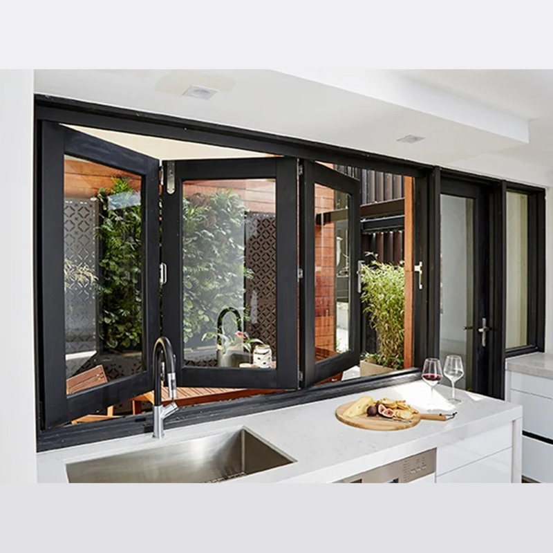 Ventana deslizante plegable de aluminio anodizado de diseño moderno y elegante, lujo personalizado para hogar, casa, villa, hotel
