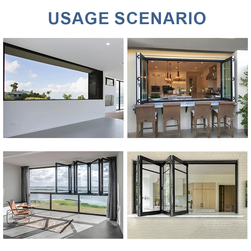 Ventana deslizante plegable de aluminio anodizado de diseño moderno y elegante, lujo personalizado para hogar, casa, villa, hotel