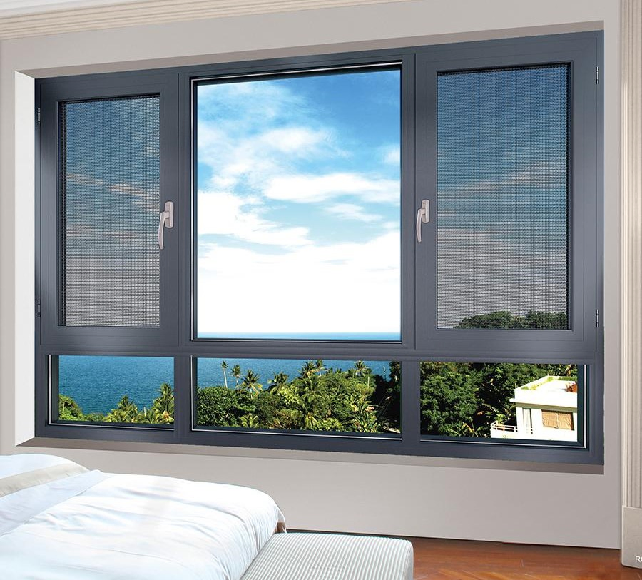 Ventana de cristal deslizante de casement horizontal y vertical de aleación de aluminio