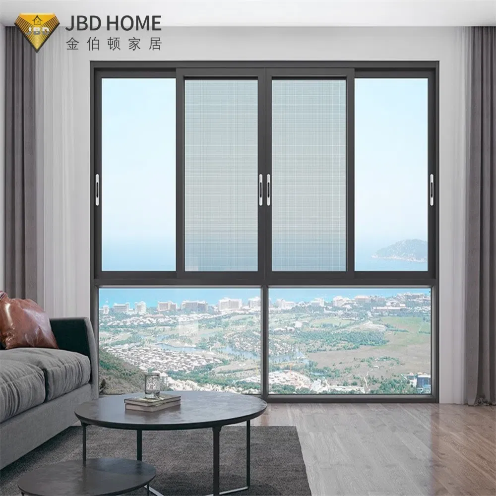 Ventana deslizante de aluminio aislada a prueba de huracanes con vidrio resistente a impactos, listado por NFRC