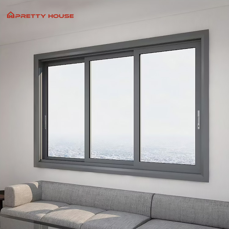 Ventana de vidrio deslizante de aluminio de diseño personalizado con diseño de reja