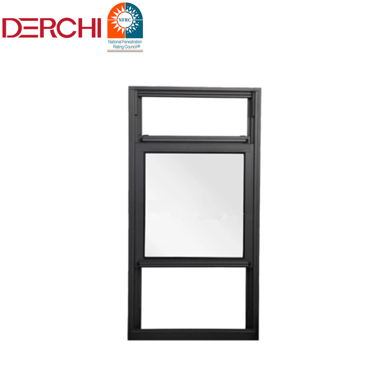 Diseño de rejilla de ventana de guillotina de un solo panel para cocina, ventana deslizante vertical de aluminio