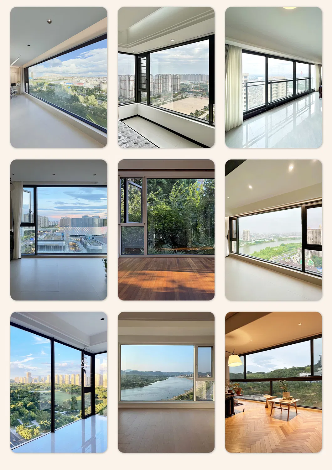 Imágenes detalladas de la ventana de aluminio minimalista
