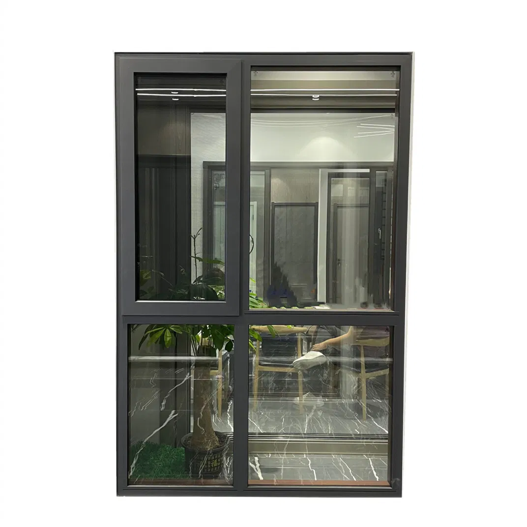 Precio de fábrica diseño simple aluminio vinilo resistente a huracanes doble acristalamiento oscilante abatible vidrio deslizante ventana de casement toldo
