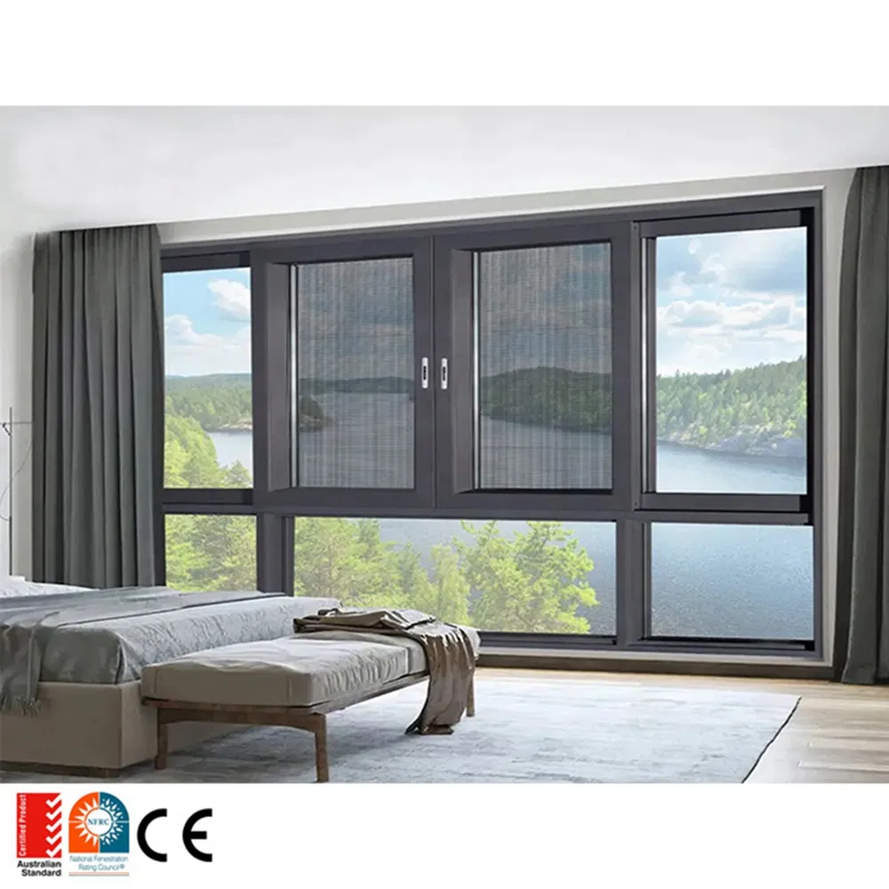 Proveedor Ventana de Aluminio Impermeable para Dormitorio 3track Ventana Deslizante Doble Acristalada Ventanas Deslizantes Personalizadas