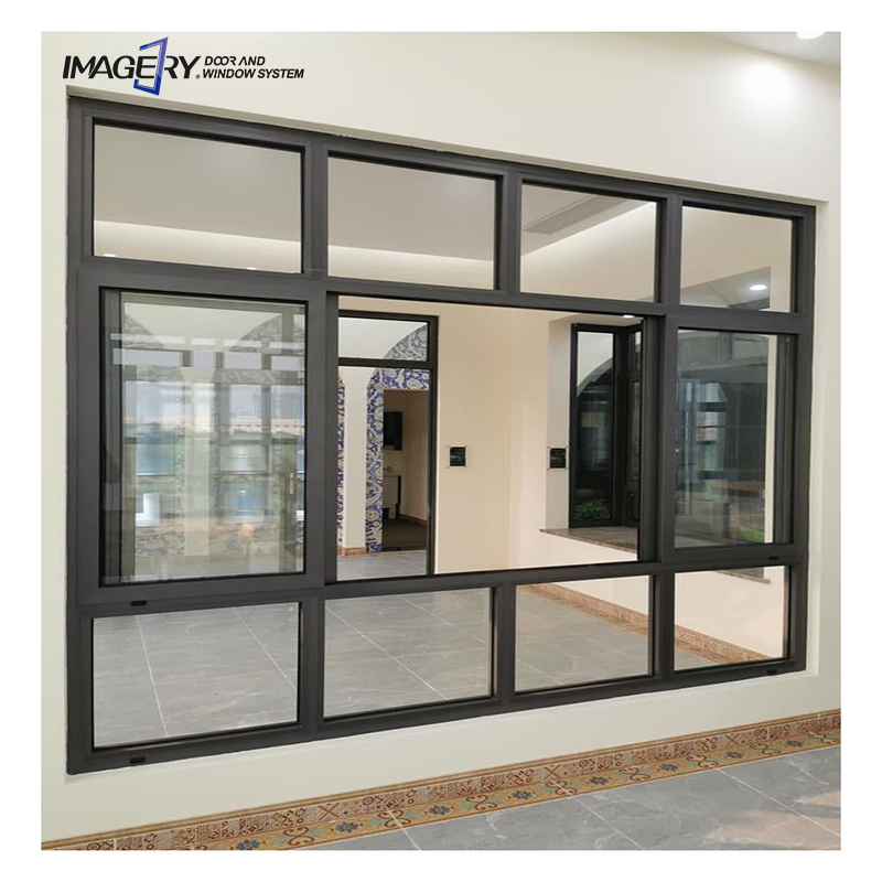Venta al por mayor de alto rendimiento ventana deslizante de vidrio transparente de gran vista con marco de aluminio