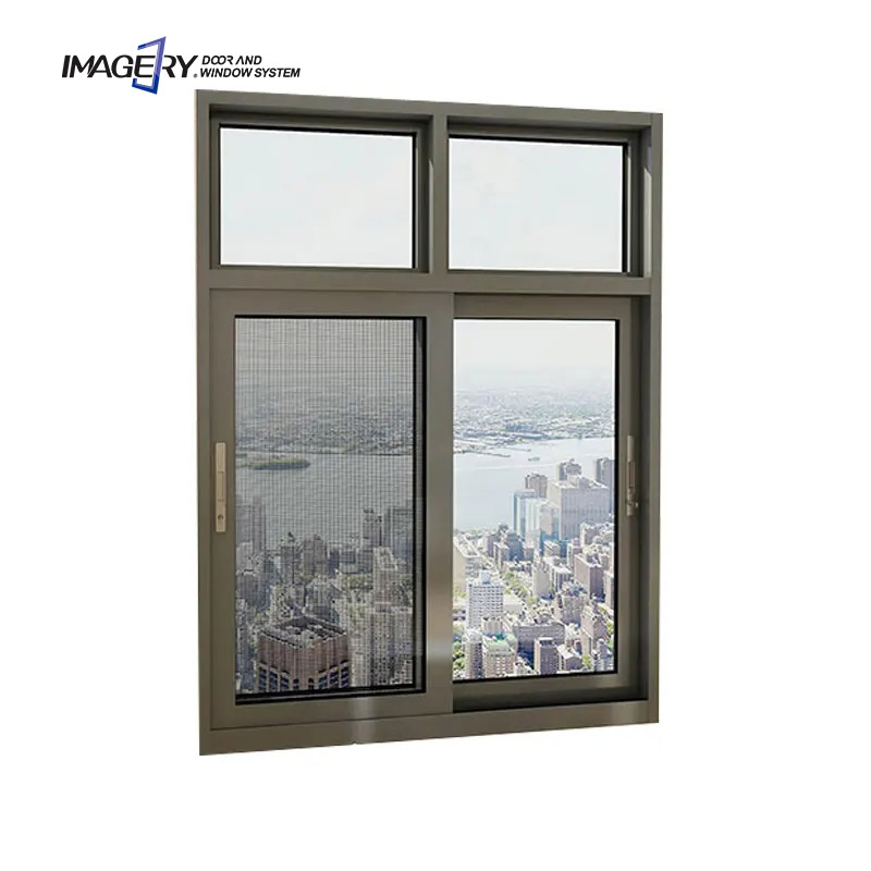 Fabricante de Ventanas y Puertas Deslizables de Aluminio con Persianas de Aluminio y Vidrio Esmerilado Fijo