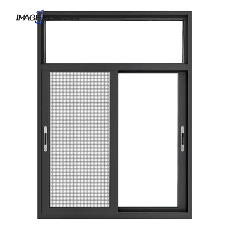 Fabricante de Ventanas y Puertas Deslizables de Aluminio con Persianas de Aluminio y Vidrio Esmerilado Fijo