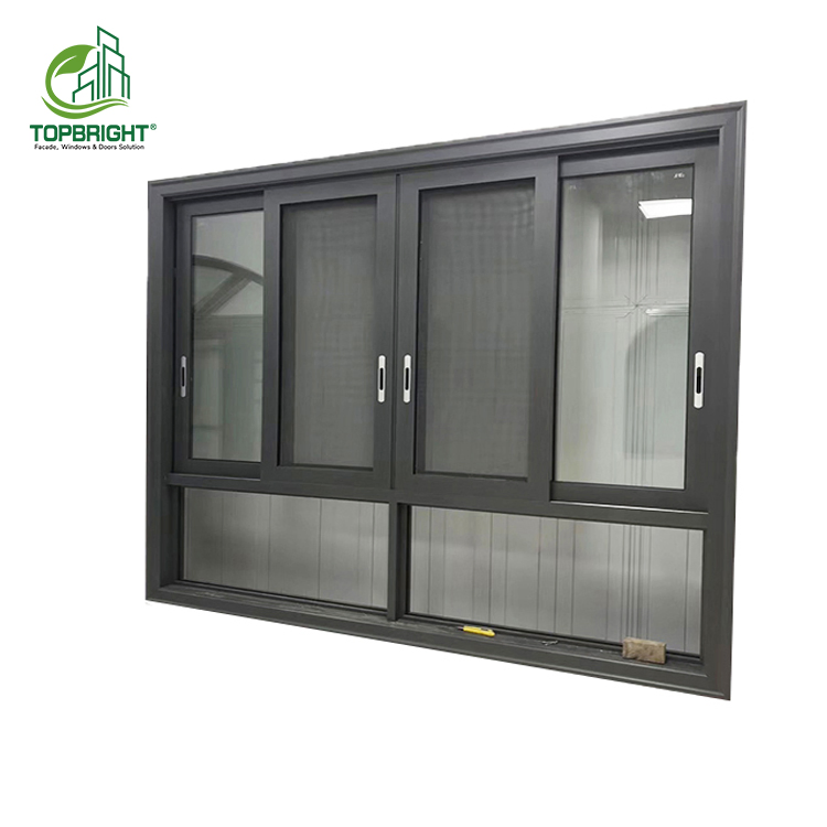 Último sistema de rieles de ventanas deslizantes de aluminio de diseño simple y suave para casas, ventanas de aluminio energéticamente eficientes