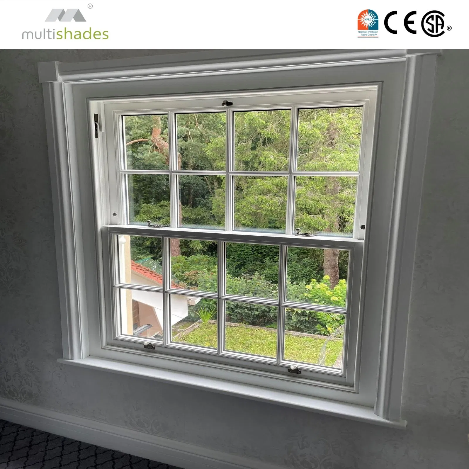 Ventana deslizante vertical resistente a huracanes de aluminio negro personalizado para apartamentos con cristal templado y reducción de ruido de Multishades